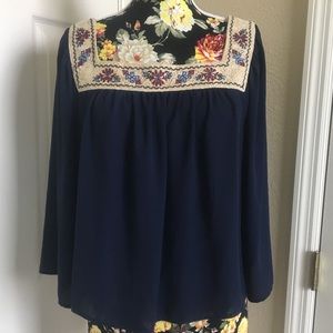 Flying Tomato Boho Crop Flowy Blouse Floral XL